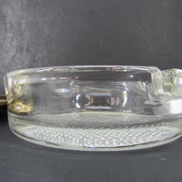 Vintage Baldwin Heavy Glass and Polished Brass 4 Slot Cigar Ashtray 2 Pieces - Picture 7 of 8